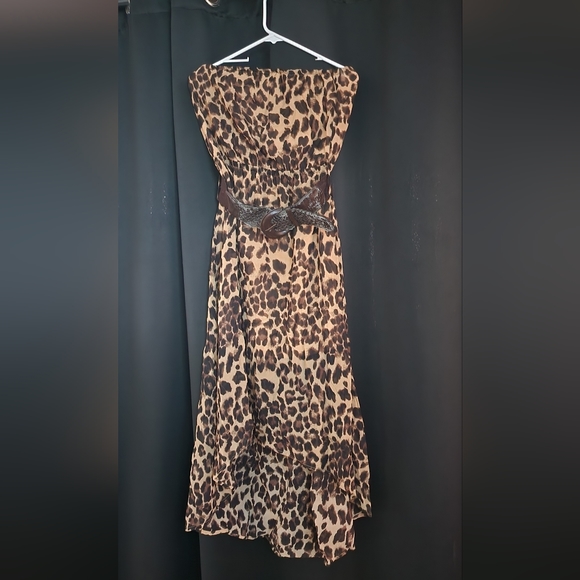 Annabelle Leopard Print Strapless Dress with Belt Size M Used - Picture 2 of 5